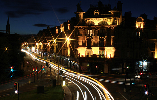 Night cityscape with traffic